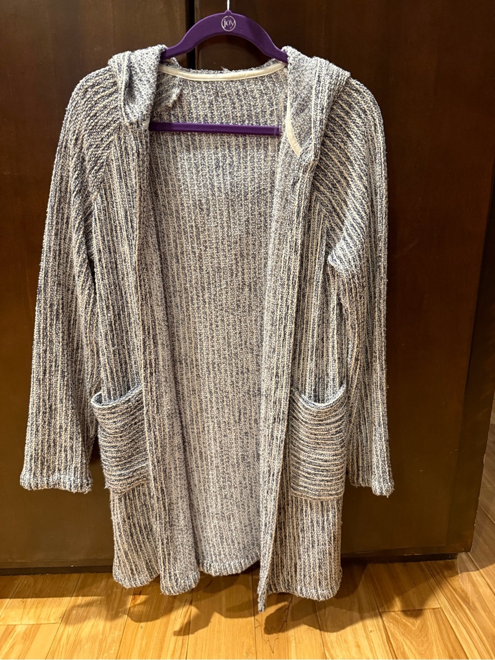 Cozy Open-Front Hooded Cardigan Sweater in Heather Gray